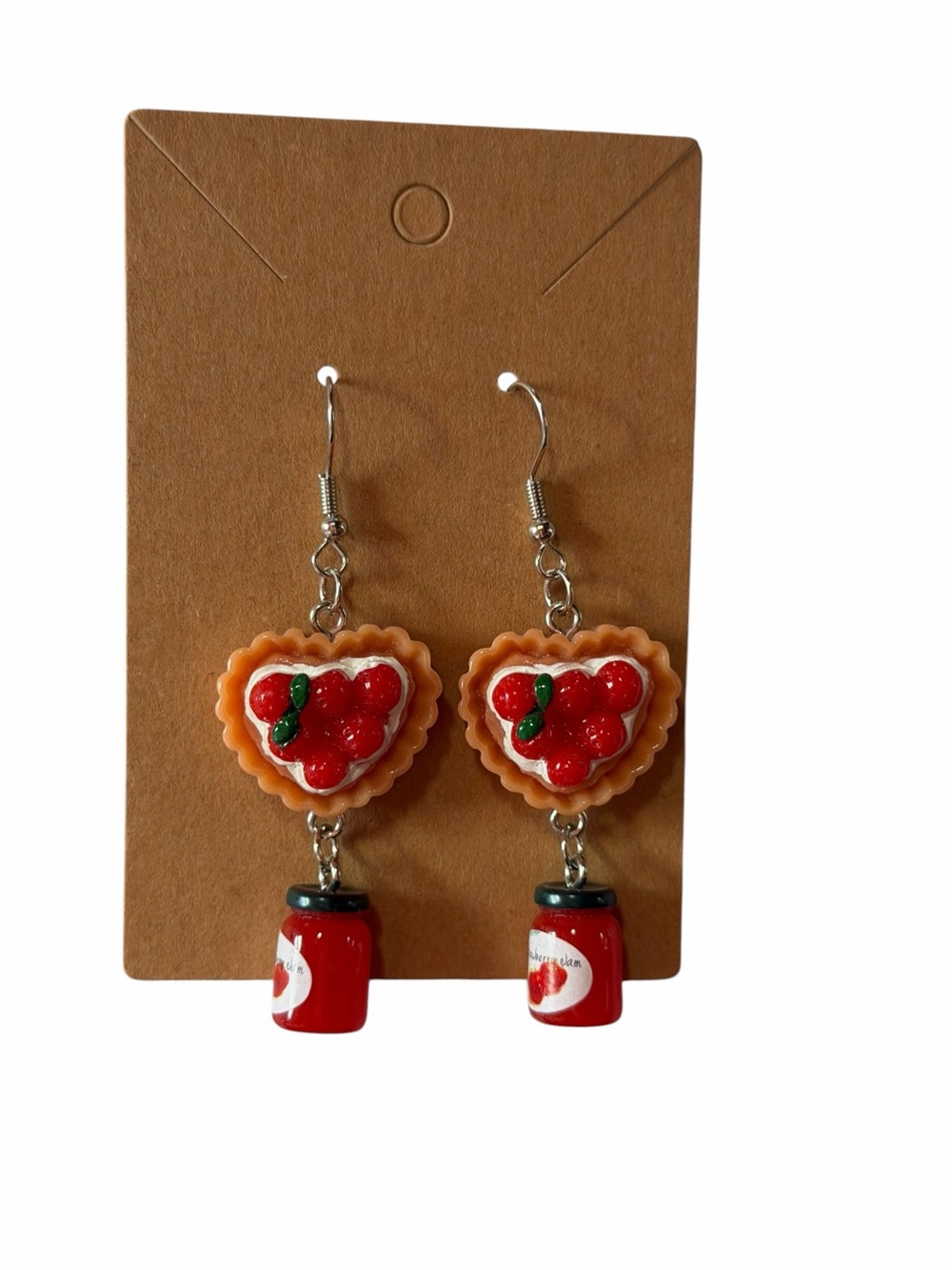 Whimsical Heart Strawberry Dangle Earrings Farm
